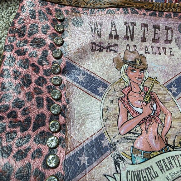 Cowgirl Wanted Rhinestone Shoulder Bag Crossbody Purse Animal Print Western - Picture 2 of 13